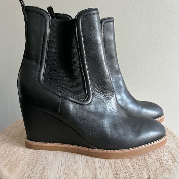 Splendid Womens Wynn Wedge Booties Black Leather, size 8.5 NWOB - Picture 6 of 10
